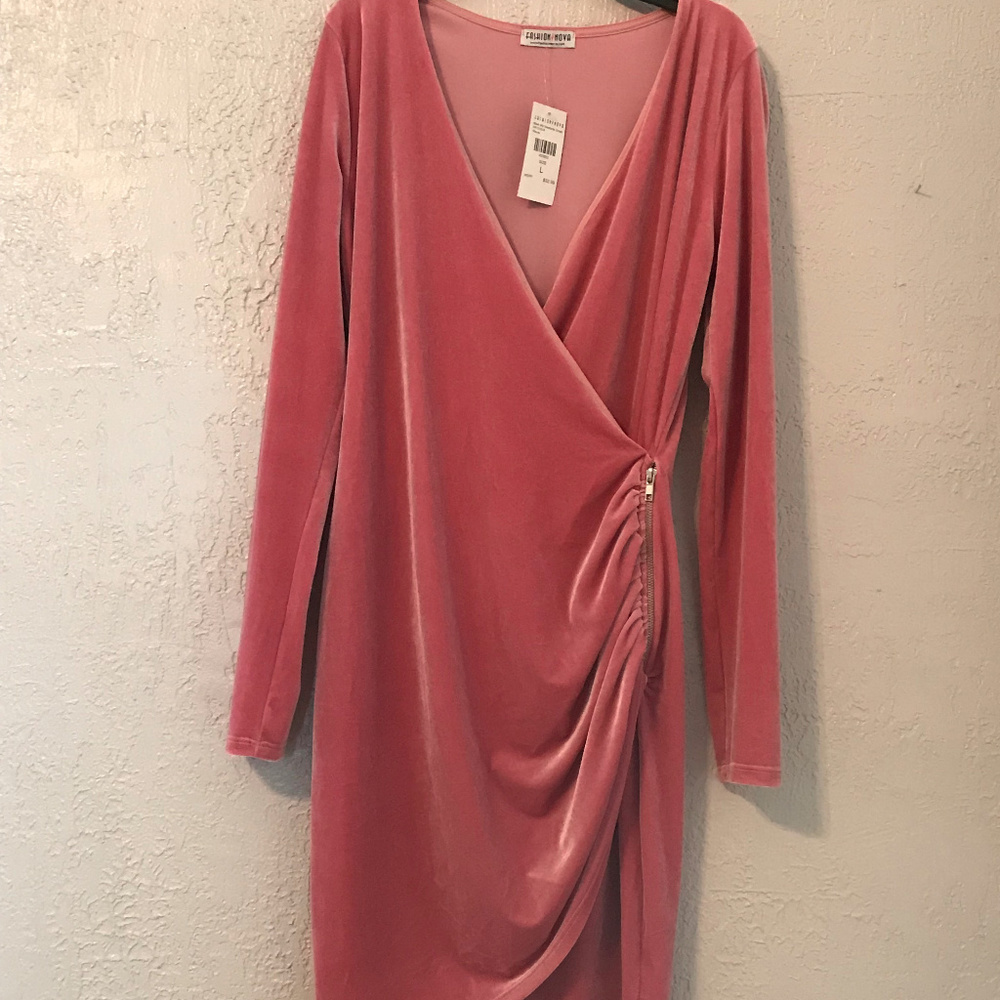 Fashion Nova Brand New Pink Velvet Dress